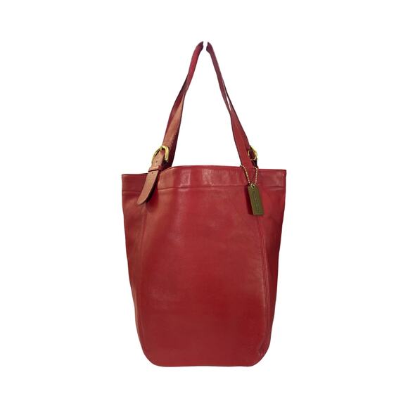 Coach Handbags - Vintage Coach Red Glove-Tanned Leather Duffle Shoulder Tote Bag Made In USA 4082